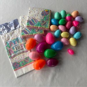 Easter Supplies, Table Cloth, Napkin, & Plastic Eggs